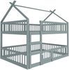 Kinder-Etagenbett 140*200, Kinder-Familienbett, Etagenbett mit Treppe, Loft Design, Massivholz-Etagenbett-Rahmen, Grau Bild 5