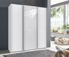 Schwebetürenschrank Kleiderschrank B180 cm H208 cm 3-türig Weiß, 1x Tür Glas Weiß Bild 3