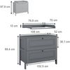 Wickelkommode Ajaton Grau 108 x 98 cm mit 2 Schubladen Vitalispa Bild 3