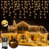 LMaxhome LED-Lichterkette Eisregen Lichterkette für Aussen Flashing Effekt Weihnacht Deko, 400-flammig, 5M/10M/15M Lichtervorhang Speicherfunktion 8 Modi Timer Warmweiß Deko Bild 4