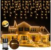 LMaxhome LED-Lichterkette Eisregen Lichterkette für Aussen Flashing Effekt Weihnacht Deko, 400-flammig, 5M/10M/15M Lichtervorhang Speicherfunktion 8 Modi Timer Warmweiß Deko Bild 5