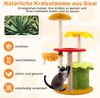 117 cm Katzenbaum mehrstufiger Kletterturm mit Hängekorb gepolsterter Sitzplatz Sisal-Kratzbrettern Kratzbaum Orange Bild 3