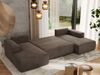 U-förmiges Ecksofa mit Schlaffunktion, Bettkasten und losen Kissen, zwei Armlehnen - TRENTINO U - Braun Velours Bild 3