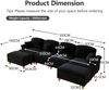Flieks 4-Sitzer Ecksofa, Modular U-Sofa mit 4 Kissen & 2 Ottoman, abnehmbarer Volant, Flared-Armlehnen & Holzbeinen, Chenille, Schwarz Bild 4