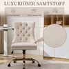 SeedWave Bürostuhl Samt-Schminkstuhl mit gesteppter Rückenlehne und Nagelkopfverzierung, Vintage Britischer, höhenverstellbar, schwenk- & rollbar, bis 150 kg Bild 3