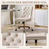 SeedWave Bürostuhl Samt-Schminkstuhl mit gesteppter Rückenlehne und Nagelkopfverzierung, Vintage Britischer, höhenverstellbar, schwenk- & rollbar, bis 150 kg Bild 2