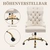 SeedWave Bürostuhl Samt-Schminkstuhl mit gesteppter Rückenlehne und Nagelkopfverzierung, Vintage Britischer, höhenverstellbar, schwenk- & rollbar, bis 150 kg Bild 4
