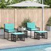 vidaXL Gartenmöbel-Set mit Kissen 5 pcs Schwarz und Türkis 42025173 Bild 3
