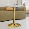 Couchtisch 72*70*70 cm, rund, Gold/Weiß, mit Tischplatte in Kunstmarmor-Optik Bild 3