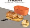 Brotkasten oval mit Bambus-Deckel, Brotbox mit Schneidebrett, Brottopf,rotbraun Bild 3