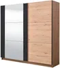 Vente-unique - Kleiderschrank mit Spiegel + 2 Schiebetüren - B. 217 cm - Eichefarben & Schwarz - PHILADELPHIE Bild 2