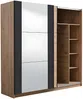 Vente-unique - Kleiderschrank mit Spiegel + 2 Schiebetüren - B. 217 cm - Eichefarben & Schwarz - PHILADELPHIE Bild 4