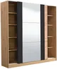 Vente-unique - Kleiderschrank mit Spiegel + 2 Schiebetüren - B. 217 cm - Eichefarben & Schwarz - PHILADELPHIE Bild 5