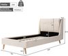 Merax Polsterbett, Einzelbett, Kinderbett 90 x 200cm, Bett mit Lattenrost und Kopfteil, Bettbeine aus Massivholz, gepolstertes Kopfteil, samt, beige Bild 4