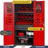 Werkzeugschrank mit Lochwand AESO - Mit Schubladen, Abschließbar | Metallschrank mit Werkzeugwand Werkstattschrank Perforierte Rückwand, 185x92x50cm Anthrazit-Rot Bild 4