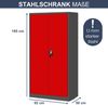 Werkzeugschrank mit Lochwand AESO - Mit Schubladen, Abschließbar | Metallschrank mit Werkzeugwand Werkstattschrank Perforierte Rückwand, 185x92x50cm Anthrazit-Rot Bild 2