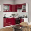 Eckküche Fame-Line Bordeaux Hochglanz/Weiß 190 x 46 cm ohne Arbeitsplatte Vicco Bild 4