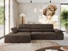 Mks Möbel 'RILASSO' Ecksofa, mit Relax-funktion, Elektrisch verstellbarer Sitz, L-förmige Ecke mit Armlehnen, Wellenfeder, Braun, Velours, links Bild 3