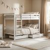 Kinderbett 90x200 mit Matratze Etagenbett Stauraum Holzbett Weiß Jugendbett Doppelstockbett Rausfallschutz Umbaubar Bild 2