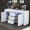 LED-Sideboard Weiß Hochglanz 140x40x65 cm mit App-Steuerung, 2 Türen & 3 Schubladen, Verstellbare Einlegeböden Bild 2