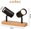 ZMH Deckenstrahler Schwarz Holz Deckenleuchte - Deckenspots 2 Flammig GU10 Flurlampe 350° Schwenkbar Industrial Retro Wandstrahler für Wohnzimmer Schlafzimmer Küche Korridor Esszimmer Bild 2