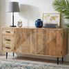 Sideboard Mango Massivholz 160cm - Kommode mit 2 Türen und 3 Schubladen - Flurschrank Wohnzimmerschrank mit Metallbeine - Design Anrichte - Standschrank Modern Handmade Bild 2