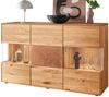 Massivart® Sideboard 150 cm Breite Massivholz Wildeiche geölt Hirnholz »TORVEN«, montiert · 3 Drehtüren · Glaseinsatz · Soft-Close-Funktion Bild 2