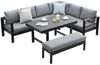 MeXo Gartenlounge-Set Aluminium Gartenmöbel Set, (Garten-Essgruppe, 5-tlg, 3 x Ecksofas, 1 x Gartenbank, 1 x Esstisch 130 x 80 x 67,5 cm), wetterfeste Ecklounge, Terrassenmöbel Set für 8 Personen Bild 5