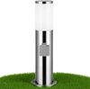 MONZANA® Außenleuchte mit Steckdose IP44 Wetterfest Edelstahl E27 Silber 50cm Außen Wegeleuchte Standleuchte Garten Bild 2