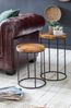 Design Satztisch WL5.661 Sheesham Metall Beistelltisch 2er Set Klein, Couchtisch Set 2 Holz Tische, Massivholz Wohnzimmertisch Metallgestell, Schmaler Sofatisch Ablagetisch Bild 3