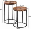 Design Satztisch WL5.661 Sheesham Metall Beistelltisch 2er Set Klein, Couchtisch Set 2 Holz Tische, Massivholz Wohnzimmertisch Metallgestell, Schmaler Sofatisch Ablagetisch Bild 4