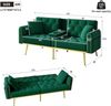 Schlafsofa 175x80x73,5 cm in Grün, Samtbezug, mit Schlaffunktion und verstellbarer Rückenlehne Bild 3