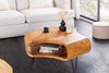 Design Couchtisch LIVE-RANIC 90cm braun Akazienholz mit Stauraum Metallbeine Bild 3