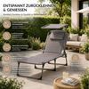 Sonnenliege klappbar gepolstert mit Kopfkissen & Sonnendach grau bis 150kg 193 x 59 x 45 cm extra hoch & breit - Gartenliege wetterfest Liegestuhl klappbar mit 4-fach verstellbarer Rückenlehne Relaxliege S Bild 2