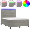 vidaXL Boxspringbett mit Matratze & LED Hellgrau 140x190 cm Samt 3136179 Bild 2