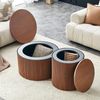 BBWL Couchtisch mit Stauraum Rund Beistelltische Wohnzimmer Schlafzimmer platzsparend, 2-teiliges Couchtisch Set MDF Nesting Tische Walnussholz Roman Design Bild 4