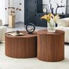 BBWL Couchtisch mit Stauraum Rund Beistelltische Wohnzimmer Schlafzimmer platzsparend, 2-teiliges Couchtisch Set MDF Nesting Tische Walnussholz Roman Design Bild 3