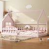 90x200cm Flachbett, Kinderbett, Hausleiste, Rosa Bild 1