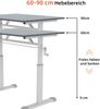 Schreibtisch, manuell höhenverstellbar, Grau, Metall-Holz, schlichtes Design,90x120x60 cm Bild 5