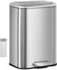 Mülleimer Küche, 20 Liter Abfalleimer mit Tretpedal, Tretmülleimer mit Softclose-Deckel und Inneneimer, Küchenmülleimer mit 15 Müllbeuteln, Stahl, Silber Bild 2