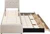 Merax Polsterbett, 90x200cm Familienbett, mit drei Schubladen, ausziehbares Bett, Verstellbares Kopfteil, Beige Bild 5