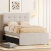 Merax Polsterbett, 90x200cm Familienbett, mit drei Schubladen, ausziehbares Bett, Verstellbares Kopfteil, Beige Bild 2