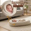 Babynest Nestchen Baby aus Teddy Plüsch 90x50 cm (1er Pack) - Babynestchen Neugeborene Nest für Kinder Bett und Babybett tragbar Kuschelnest Coccon für Jungen und Mädchen Dunkelbeige Bild 3
