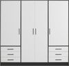 FORTE Jupiter Kleiderschrank 4-türig, 6 Schubkästen, Holz, Schwarz-Weiß, 206. 5 x 60 x 200 cm Bild 2