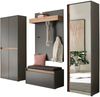 Home affaire Garderoben-Set City/Giron, moderne Garderobe, viel Stauraum, ca. 40 Schuhe, (Set, 4-St), enthält Schrank mit Spiegel, Schuhschrank, Paneel &Bank inkl. Kissen Bild 2