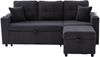 LVHOM Schlafsofa mit LED & USB, Ecksofa mit Ablagefächern, Schublade und Becherhaltern, Schlafcouch aus Cordstoff, frei Kombination, 196x144x85 cm Bild 2