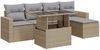 vidaXL 6-tlg. Garten-Sofagarnitur mit Kissen Beige Poly Rattan 3326300 Bild 2