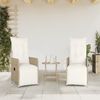 vidaXL Gartensessel 2 Stk. Verstellbar mit Tisch Beige Poly Rattan 365708 Bild 3