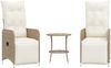 vidaXL Gartensessel 2 Stk. Verstellbar mit Tisch Beige Poly Rattan 365708 Bild 2