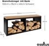 osoltus Brennholzregal Brennholzlager mit Bank 102 x 35 x 40 cm Schwarz Bild 3